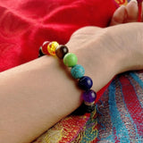 7 Chakra Bracelet - Lava Stone Energy Flow & Grounding - Tibet Art