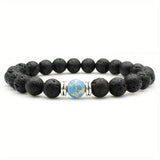 7-Chakra Volcanic Lava Stone Bracelet — Natural Beads for Meditation - Light Blue ImperialTibet Art
