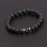 7-Chakra Volcanic Lava Stone Bracelet — Natural Beads for Meditation - Yellow Tiger EyeTibet Art