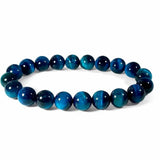 Light Blue & Blue Tiger Eye Bracelet — Natural Collector-Grade Hawk Eye Bead Strand Tibet Art