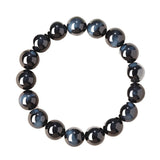 Light Blue & Blue Tiger Eye Bracelet — Natural Collector-Grade Hawk Eye Bead Strand - Blue Tiger Eye12mmTibet Art