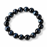 Light Blue & Blue Tiger Eye Bracelet — Natural Collector-Grade Hawk Eye Bead Strand Tibet Art