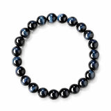 Light Blue & Blue Tiger Eye Bracelet — Natural Collector-Grade Hawk Eye Bead Strand Tibet Art