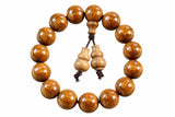 Liudao Wood Mala Bracelet — Six-Path Buddhist Prayer Beads in Natural Aged Hardwood - 12mm × 17 Beads — Gourd Pendant StyleTibet Art