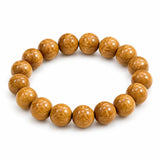 Liudao Wood Mala Bracelet — Six-Path Buddhist Prayer Beads in Natural Aged Hardwood - 12mm × 17 Beads — Plain Single RingTibet Art