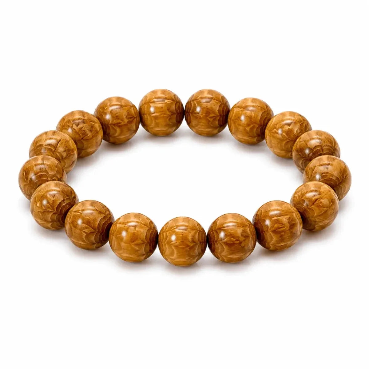 Liudao Wood Mala Bracelet — Six-Path Buddhist Prayer Beads in Natural Aged Hardwood - 20mm × 12 Beads — Plain Single RingTibet Art