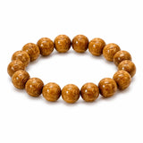 Liudao Wood Mala Bracelet — Six-Path Buddhist Prayer Beads in Natural Aged Hardwood - 20mm × 12 Beads — Plain Single RingTibet Art