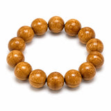 Liudao Wood Mala Bracelet — Six-Path Buddhist Prayer Beads in Natural Aged Hardwood - 18mm × 13 Beads — Plain Single RingTibet Art