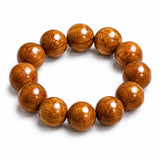 Liudao Wood Mala Bracelet — Six-Path Buddhist Prayer Beads in Natural Aged Hardwood - 18mm × 13 Beads — Gourd Pendant StyleTibet Art