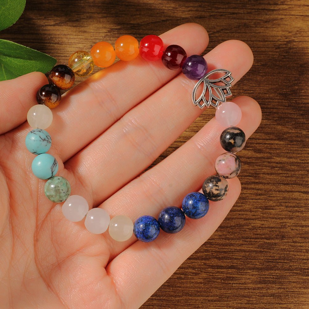 Seven Chakra Stone Bracelet — Seven Stones, One Strand - RainbowTibet Art