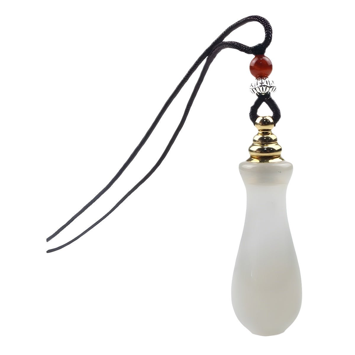 Mini Ghau Box Pendant Necklace — Agate & Chalcedony Prayer Container - Guanyin VaseTibet Art