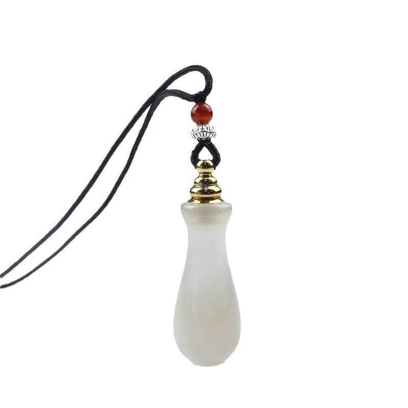 Mini Ghau Box Pendant Necklace — Agate & Chalcedony Prayer Container - Agate GourdTibet Art