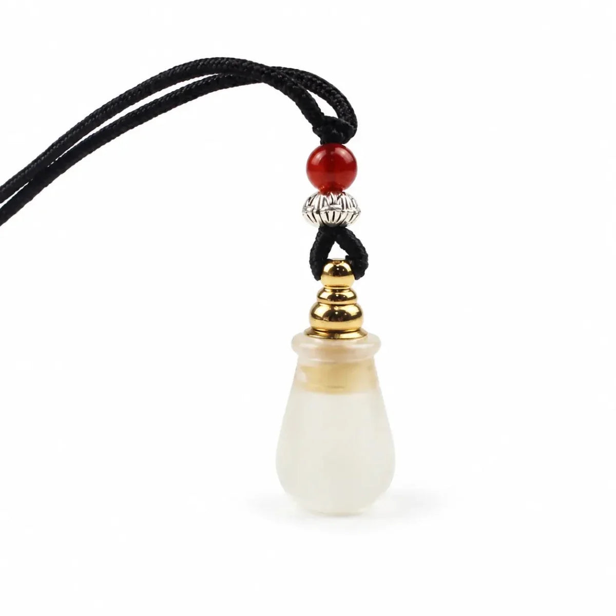 Mini Ghau Box Pendant Necklace — Agate & Chalcedony Prayer Container - Chalcedony Money BagTibet Art
