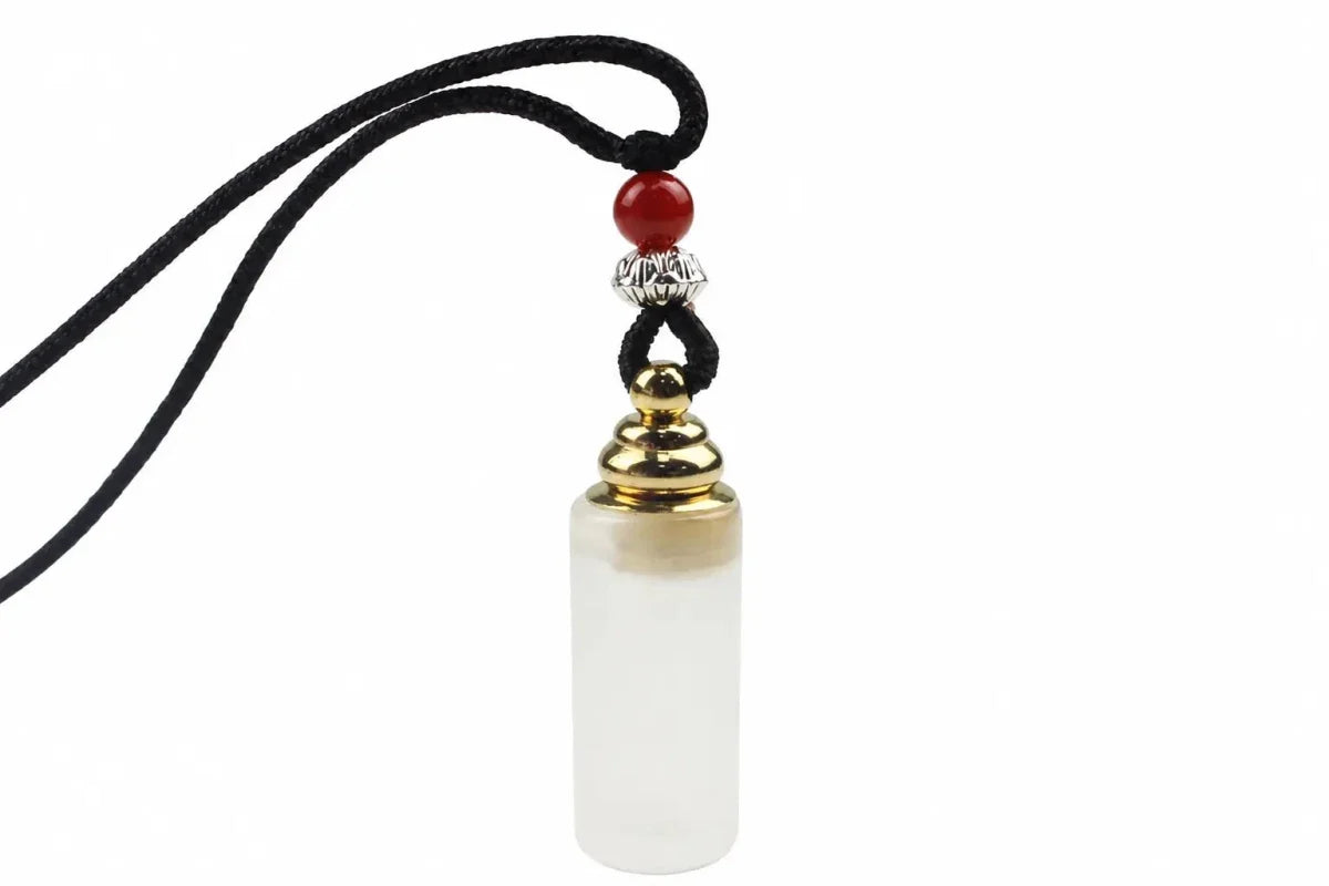 Mini Ghau Box Pendant Necklace — Agate & Chalcedony Prayer Container - Chalcedony BarrelTibet Art