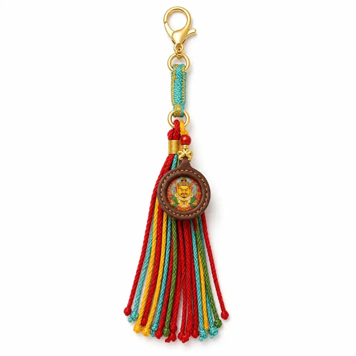Hand-Painted Thangka Tassel Charm — Bag & Key Pendant with Tibetan Guardian Figures Tibet Art