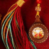 Hand-Painted Thangka Tassel Charm — Bag & Key Pendant with Tibetan Guardian Figures Tibet Art
