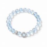 Moonstone & Aquamarine Bead Bracelet — Soft Glow Charm for Luck & Love Tibet Art