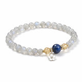Moonstone & Kyanite Natural Crystal Bead Bracelet — 6–7mm Single Stran Tibet Art