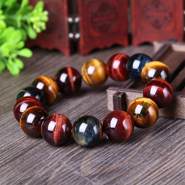 Colorful Tiger Eye Bracelet — Polished Beads in Multiple Sizes for Balance & Focus - Tibet Art