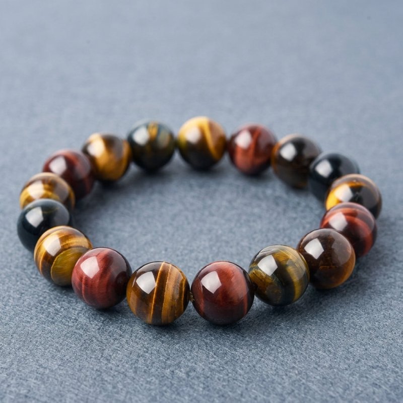 Colorful Tiger Eye Bracelet — Polished Beads in Multiple Sizes for Balance & Focus - Tibet Art