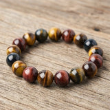 Colorful Tiger Eye Bracelet — Polished Beads in Multiple Sizes for Balance & Focus - Tibet Art