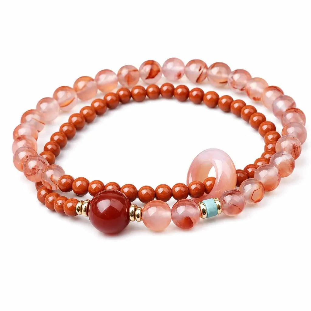 South Red Agate & Jadeite Bracelet — Two Heirloom Stones, Worn Together Tibet Art