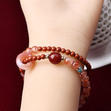 Nanhong Agate Double Wrap Bracelet - Icy Red, Warm Contrast - Nanhong Agate Double WrapApprox. 5.5mm and 4mmTibet Art