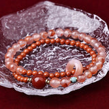 Nanhong Agate Double Wrap Bracelet - Icy Red, Warm Contrast - Nanhong Agate Double WrapApprox. 5.5mm and 4mmTibet Art
