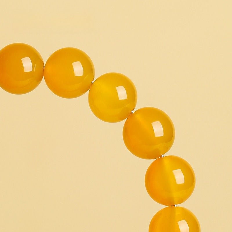Natural Yellow Agate Bracelet - Golden Tone, Everyday Wear - Collector Grade 6mm Single LoopTibet Art
