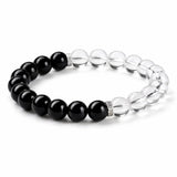 Black Obsidian & Clear Quartz Bracelet — Dark and Light, Side by Side Tibet Art