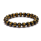 Obsidian Bracelet with Six-Character Mantra — Luck and Protection - Tibet Art