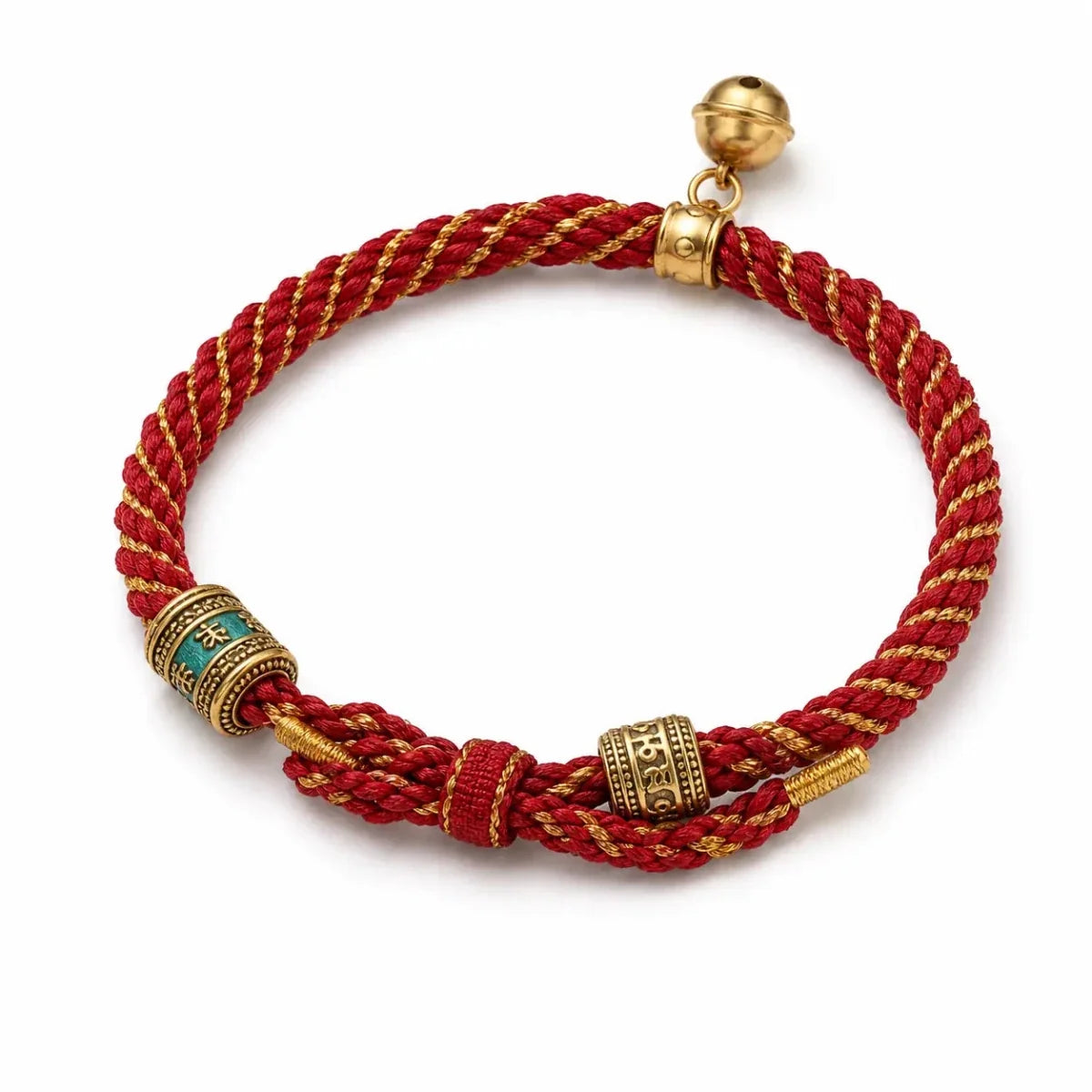 Tibetan Om Mani Padme Hum Woven Rope Bracelet — Traditional Six-Syllable Mantra Tibet Art