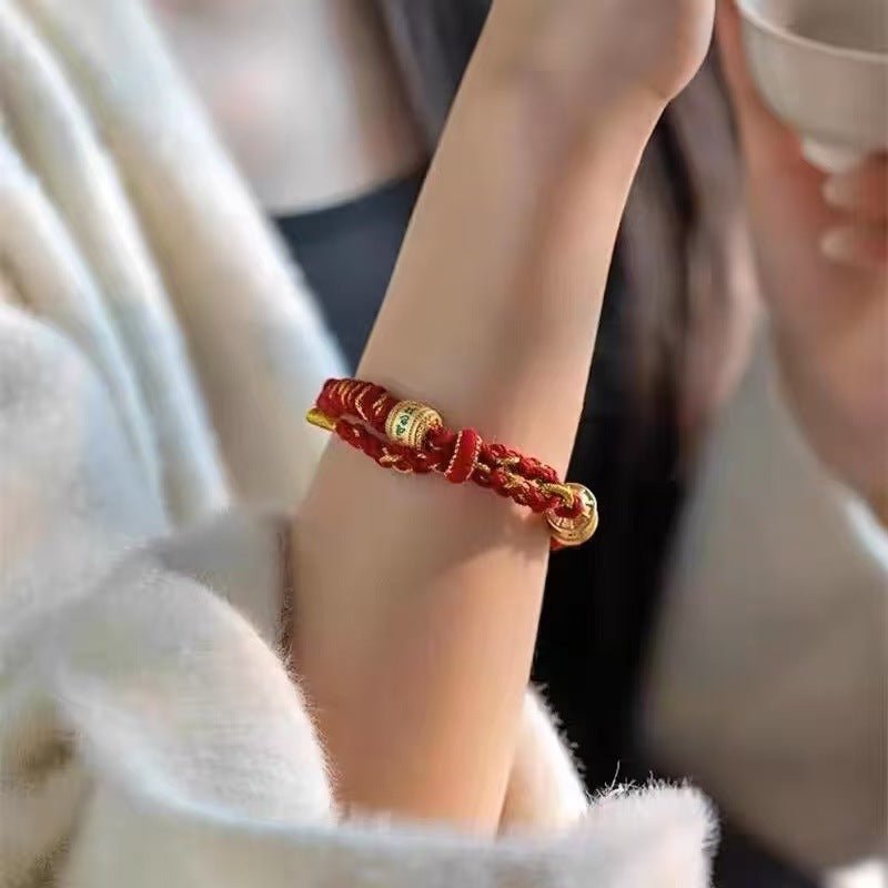 Tibetan Om Mani Padme Hum Woven Rope Bracelet — Traditional Six - Syllable Mantra - Black — Om Mani Mantra RopeTibet Art