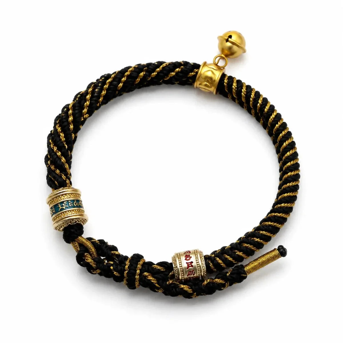 Tibetan Om Mani Padme Hum Woven Rope Bracelet — Traditional Six-Syllable Mantra - Black — Om Mani Mantra RopeTibet Art