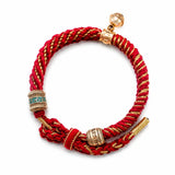 Tibetan Om Mani Padme Hum Woven Rope Bracelet — Traditional Six-Syllable Mantra - Red — Om Mani Mantra RopeTibet Art