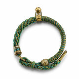 Tibetan Om Mani Padme Hum Woven Rope Bracelet — Traditional Six-Syllable Mantra - Green — Om Mani Mantra RopeTibet Art