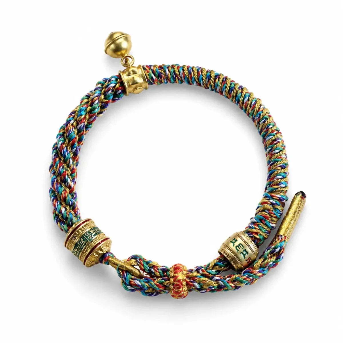 Tibetan Om Mani Padme Hum Woven Rope Bracelet — Traditional Six-Syllable Mantra - Multicolor — Om Mani Mantra RopeTibet Art