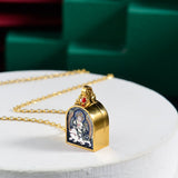 Tibetan Ghau Locket Necklace — Opening Shrine Pendant with Thangka Deity Art Tibet Art