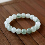 Tianshan Jade 10mm Round Bead Bracelet — Natural Green Stone, 18-Bead Single Wrap Tibet Art