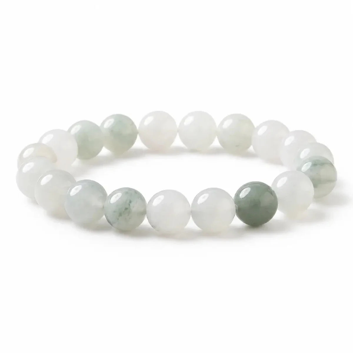 Tianshan Green Jade Bead Bracelet — 8mm Natural Stone for Calm & Balance Tibet Art