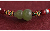 Hetian Jade Gourd Bracelet — Red String with Cinnabar Fortune Bead - Peace Red BraceletTibet Art