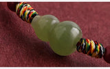 Hetian Jade Gourd Bracelet — Red String with Cinnabar Fortune Bead - Peace Red BraceletTibet Art