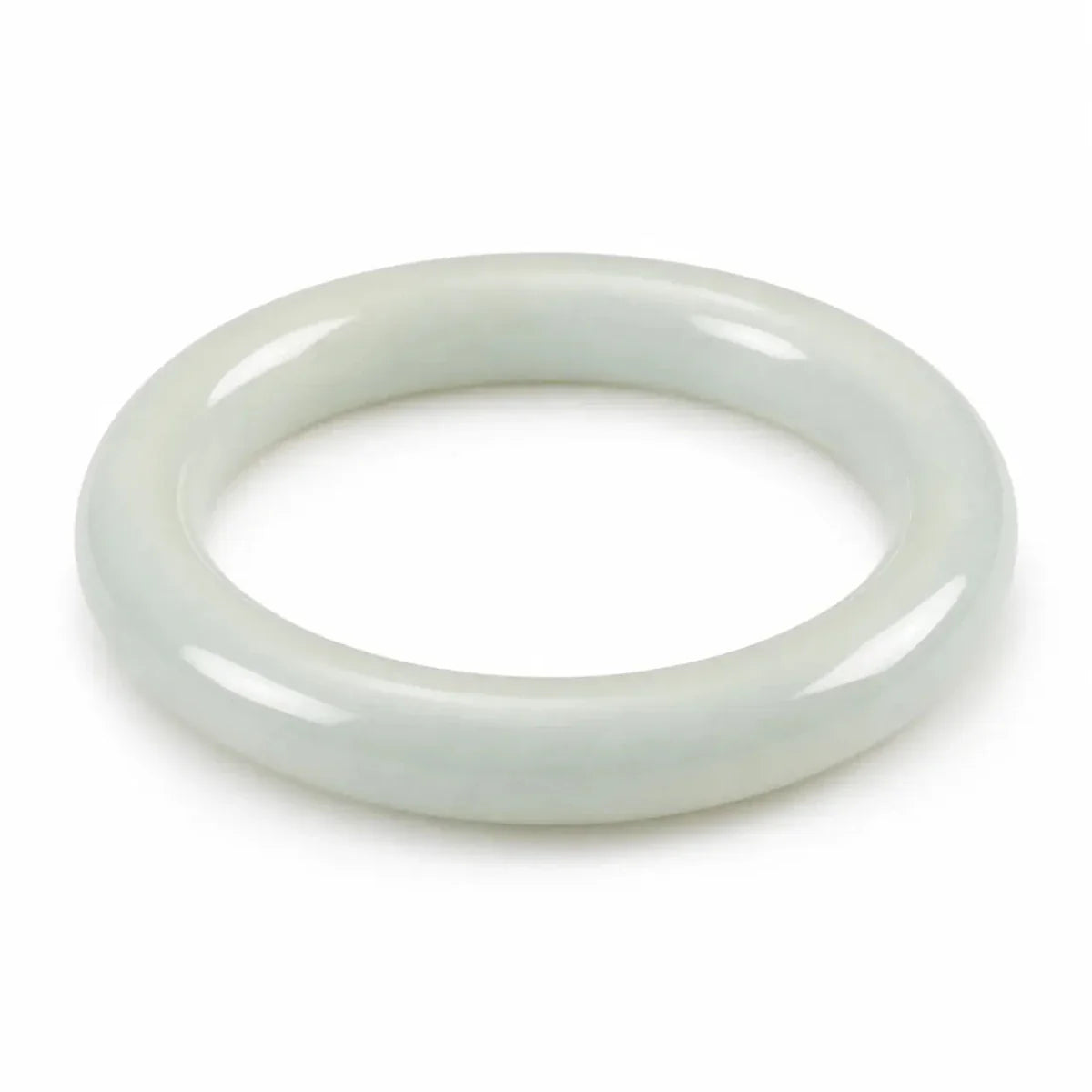 Blue-White Jade Round Bangle — Hetian-Style Everyday Jade Bracelet Tibet Art