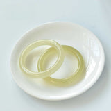 Blue-White Jade Round Bangle — Hetian-Style Everyday Jade Bracelet - Inner Diameter 52mmTibet Art
