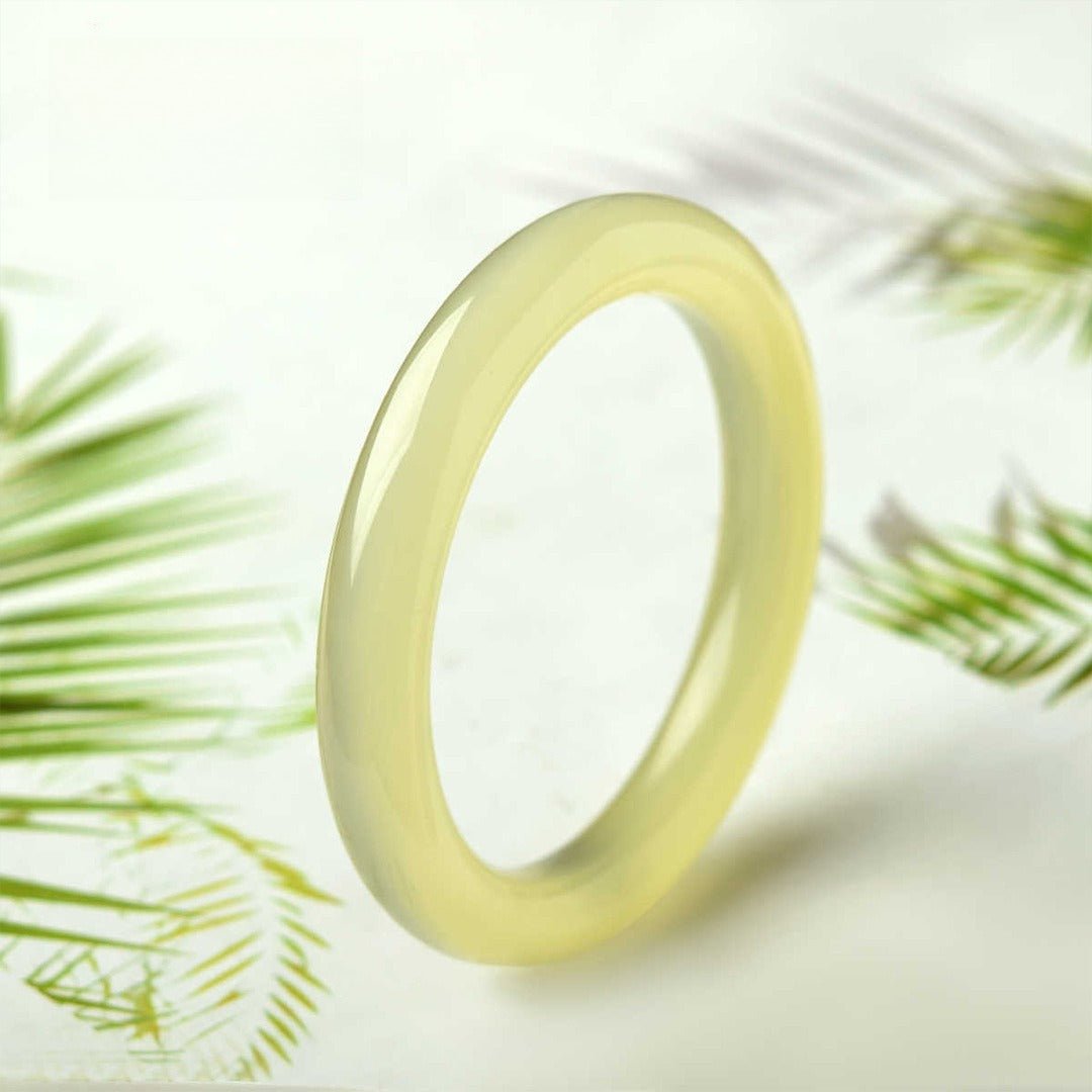 Blue-White Jade Round Bangle — Hetian-Style Everyday Jade Bracelet - Inner Diameter 52mmTibet Art