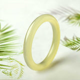 Blue-White Jade Round Bangle — Hetian-Style Everyday Jade Bracelet - Inner Diameter 52mmTibet Art