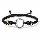 Silver Peace Clasp Men's Bracelet — Woven Cord with 925 Silver-Plated Buckle Tibet Art