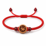 Peachwood Chinese Zodiac Bracelet — Red String Good Luck Charm for Your Sign Tibet Art