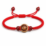Peachwood Chinese Zodiac Bracelet — Red String Good Luck Charm for Your Sign Tibet Art