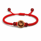 Peachwood Chinese Zodiac Bracelet — Red String Good Luck Charm for Your Sign Tibet Art